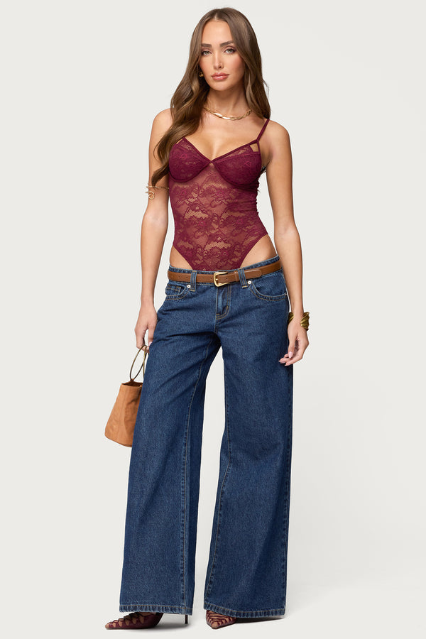 Strappy Sheer Lace Bodysuit view 1