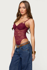Strappy Sheer Lace Bodysuit