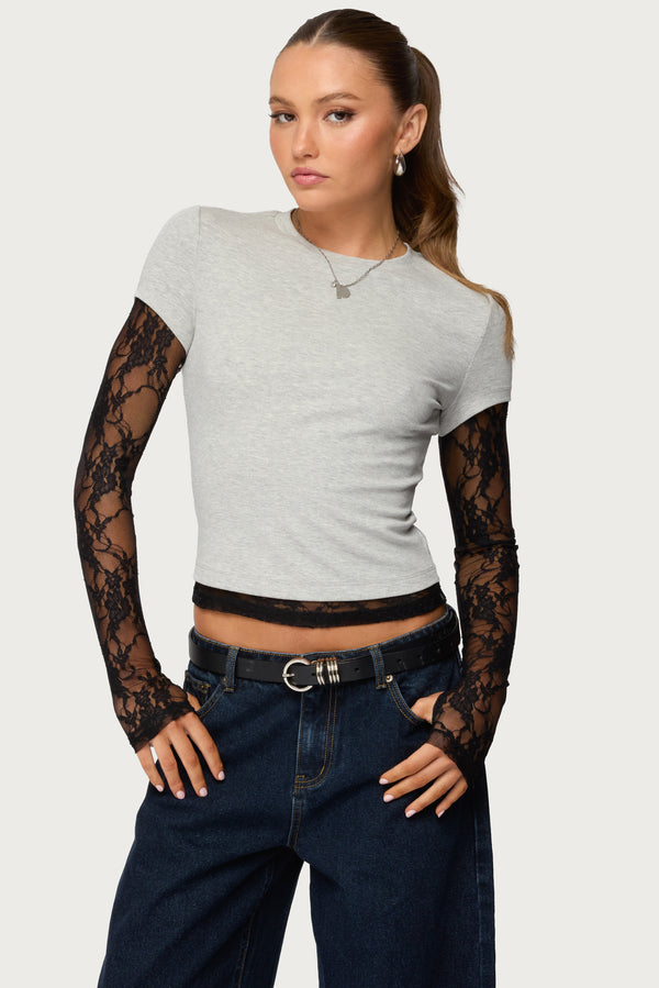 Layered Lace Sleeve Top view 1