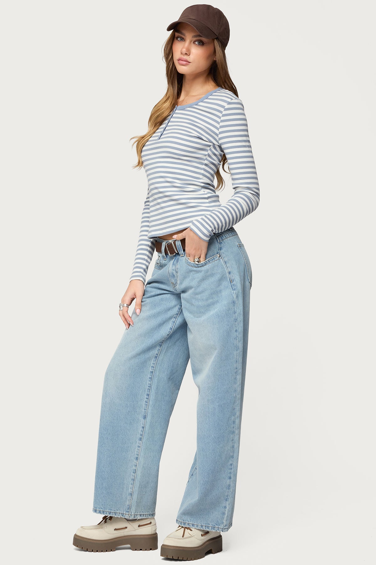 Roma Striped Henley Top
