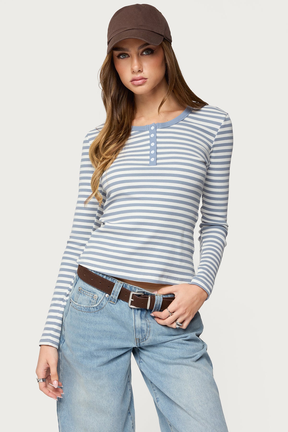 Roma Striped Henley Top