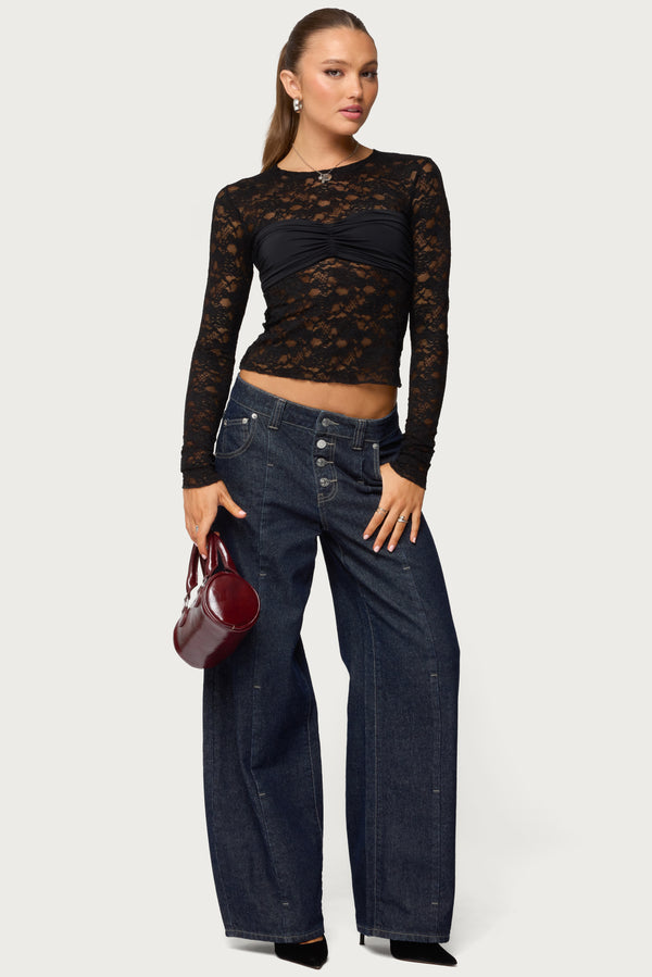 Rosette Bandeau Sheer Lace Top view 2