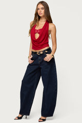 Issey Layered Bandeau Cowl Neck Top