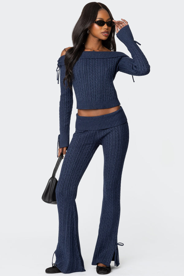 Chase Fold Over Cable Knit Pants view 1