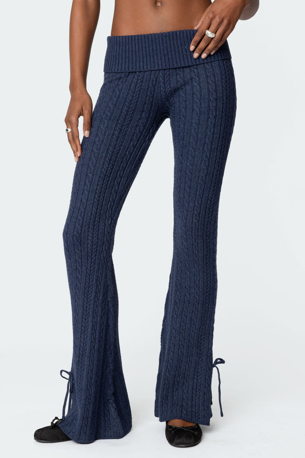 Chase Fold Over Cable Knit Pants view 2
