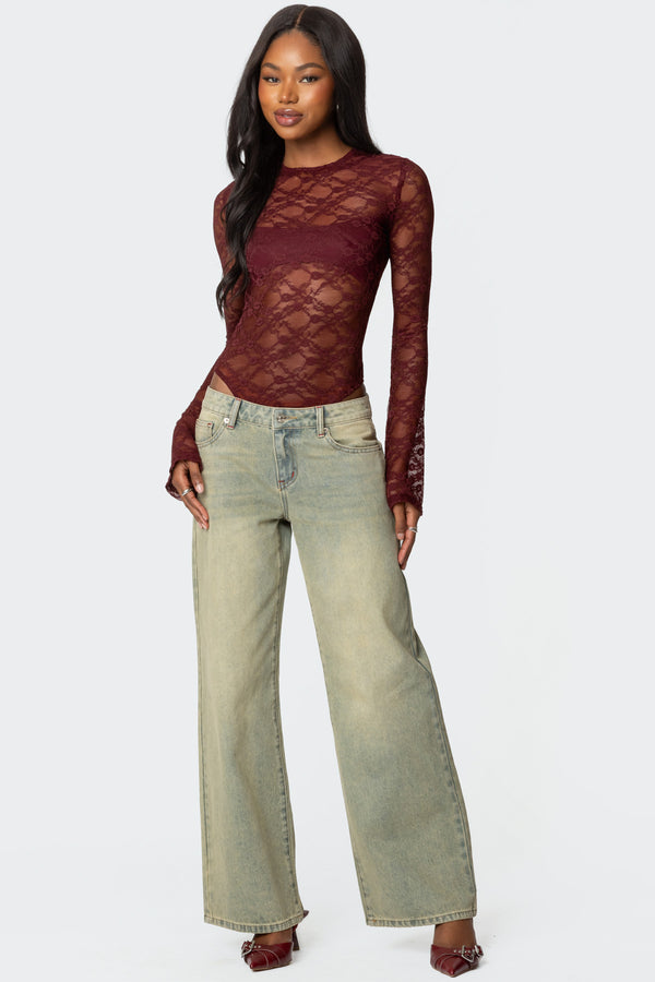 Colette Sheer Lace Bodysuit view 2