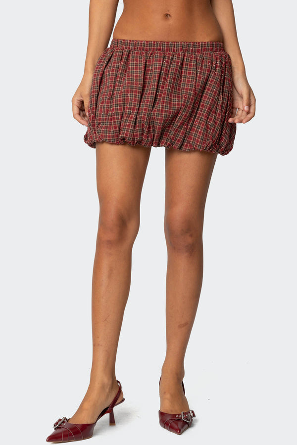 Marlene Plaid Bubble Mini Skirt view 2