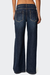Stassie Studded Low Rise Baggy Jeans