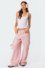 Wide Leg Cargo Sweatpants