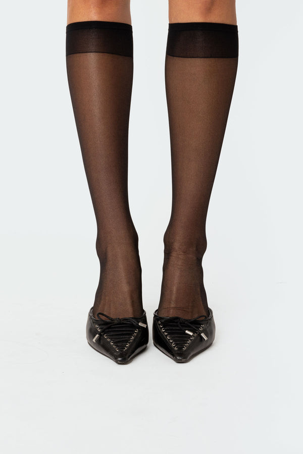 Sheer Mesh Knee High Socks view 2