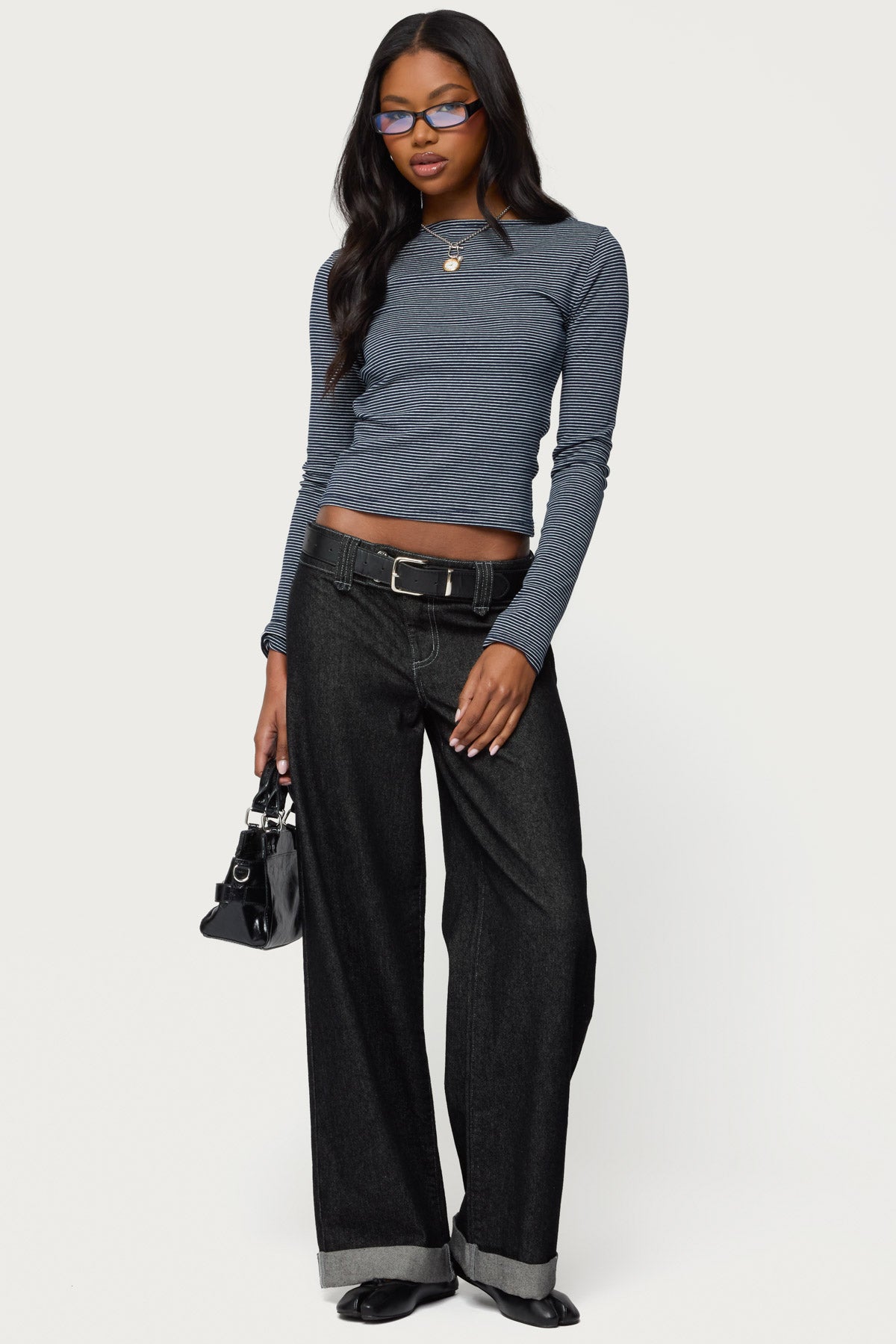 Loria Striped Boat Neck Top