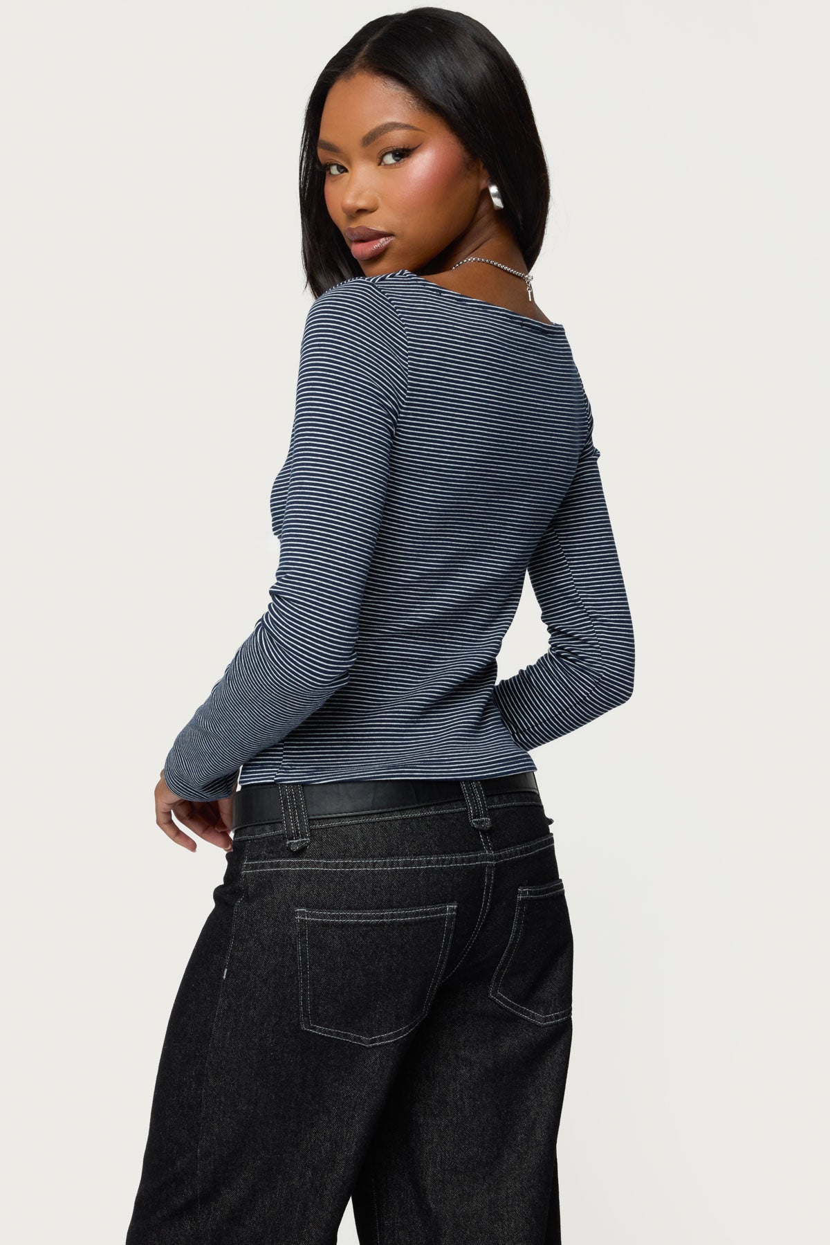 Loria Striped Boat Neck Top