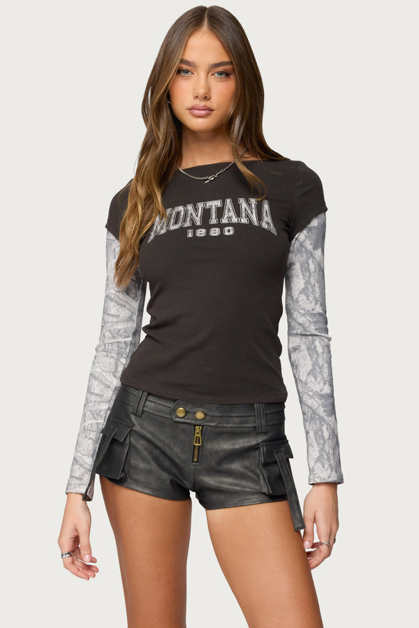 Layered Camo Long Sleeve T Shirt view 1
