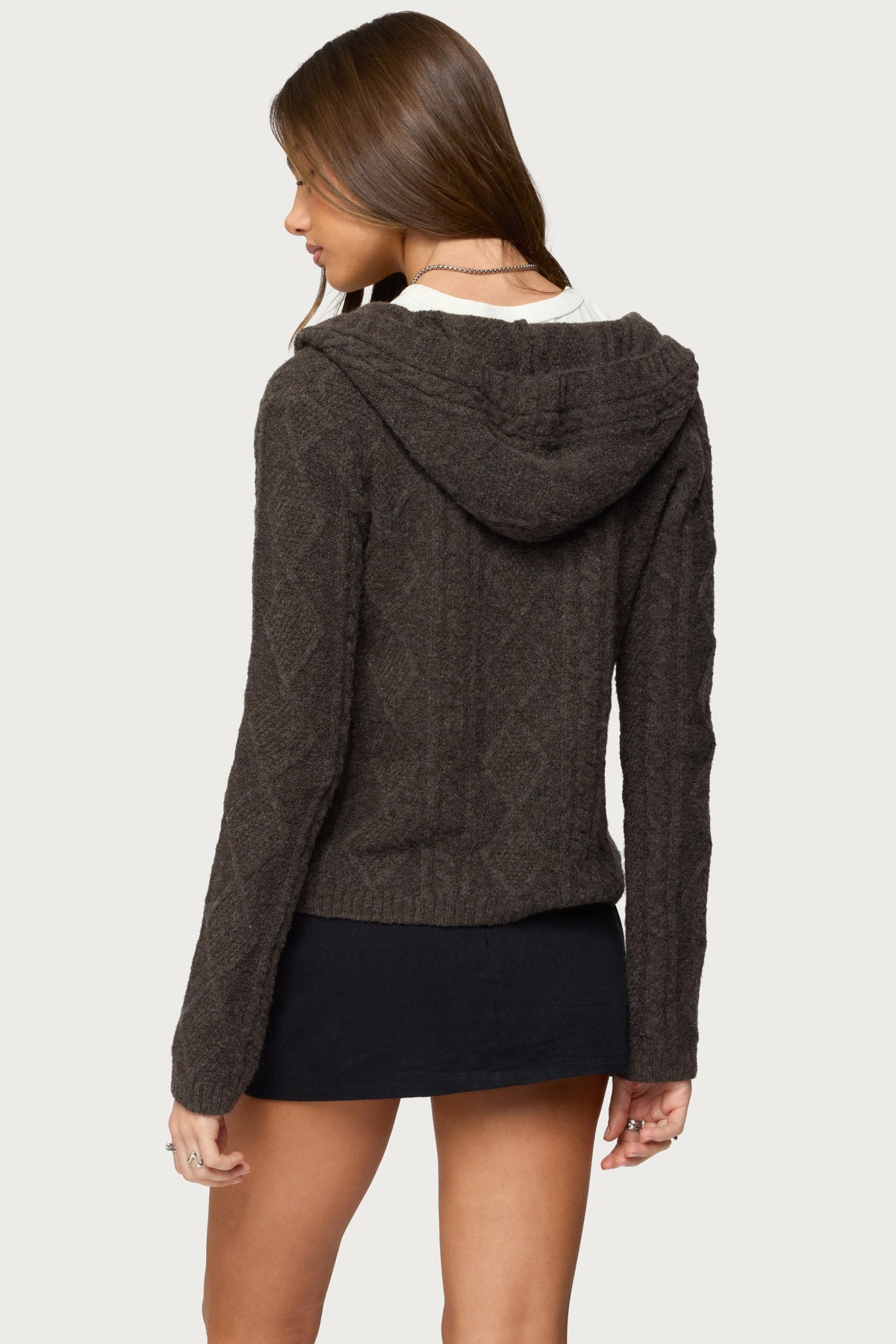 Jayla Hooded Cable Knit Cardigan