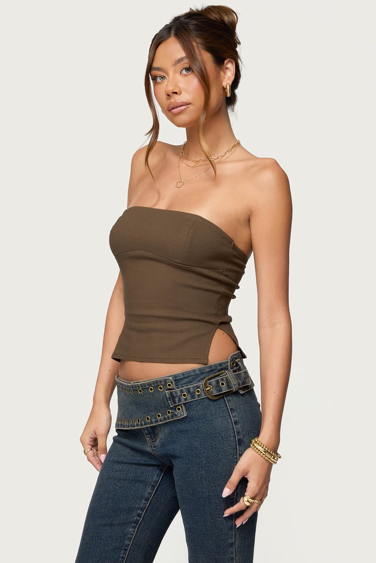 Sade Strapless Side Slit Top