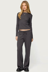 Cicilia Straight Leg Ribbed Pants