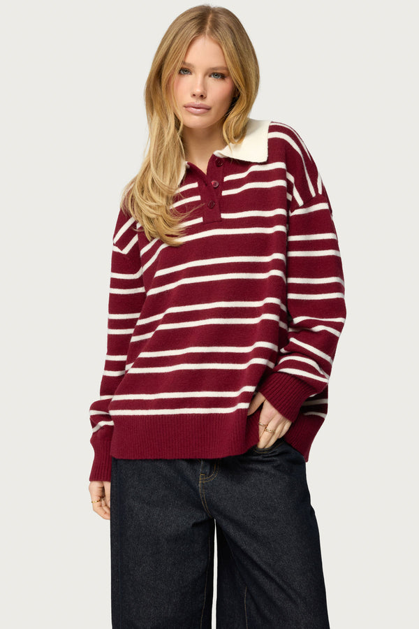 Rilynn Striped Polo Sweater view 2