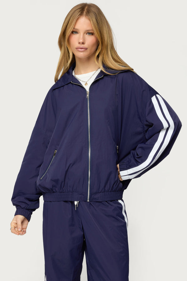 Kieran Stripey Nylon Track Jacket view 1