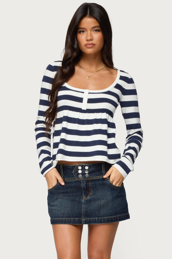 Lockie Striped Knit Babydoll Top view 1