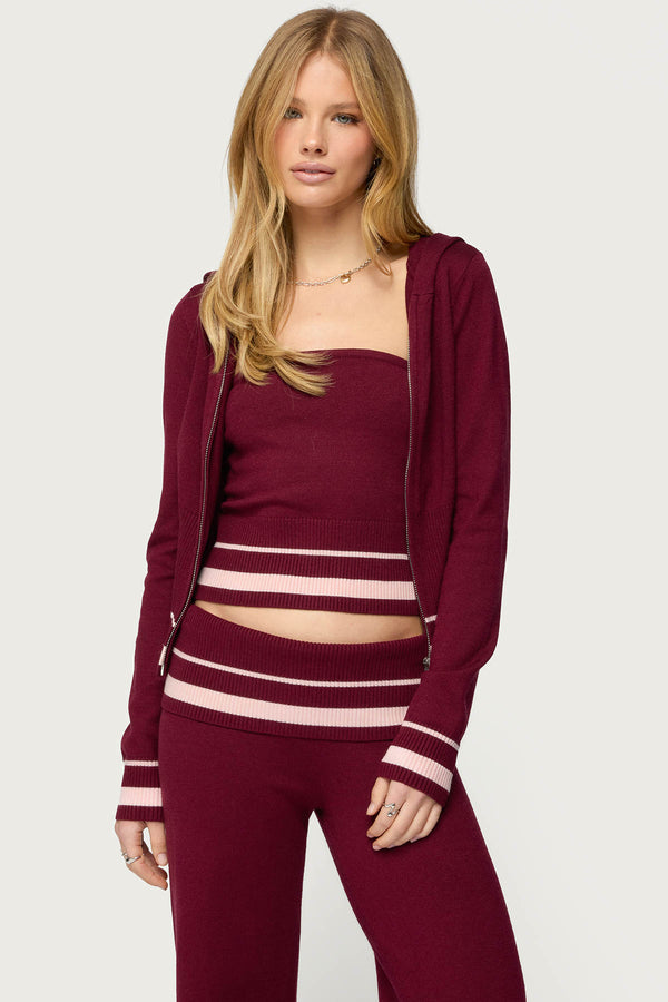 Kaliya Stripey Knit Zip Up Hoodie view 1