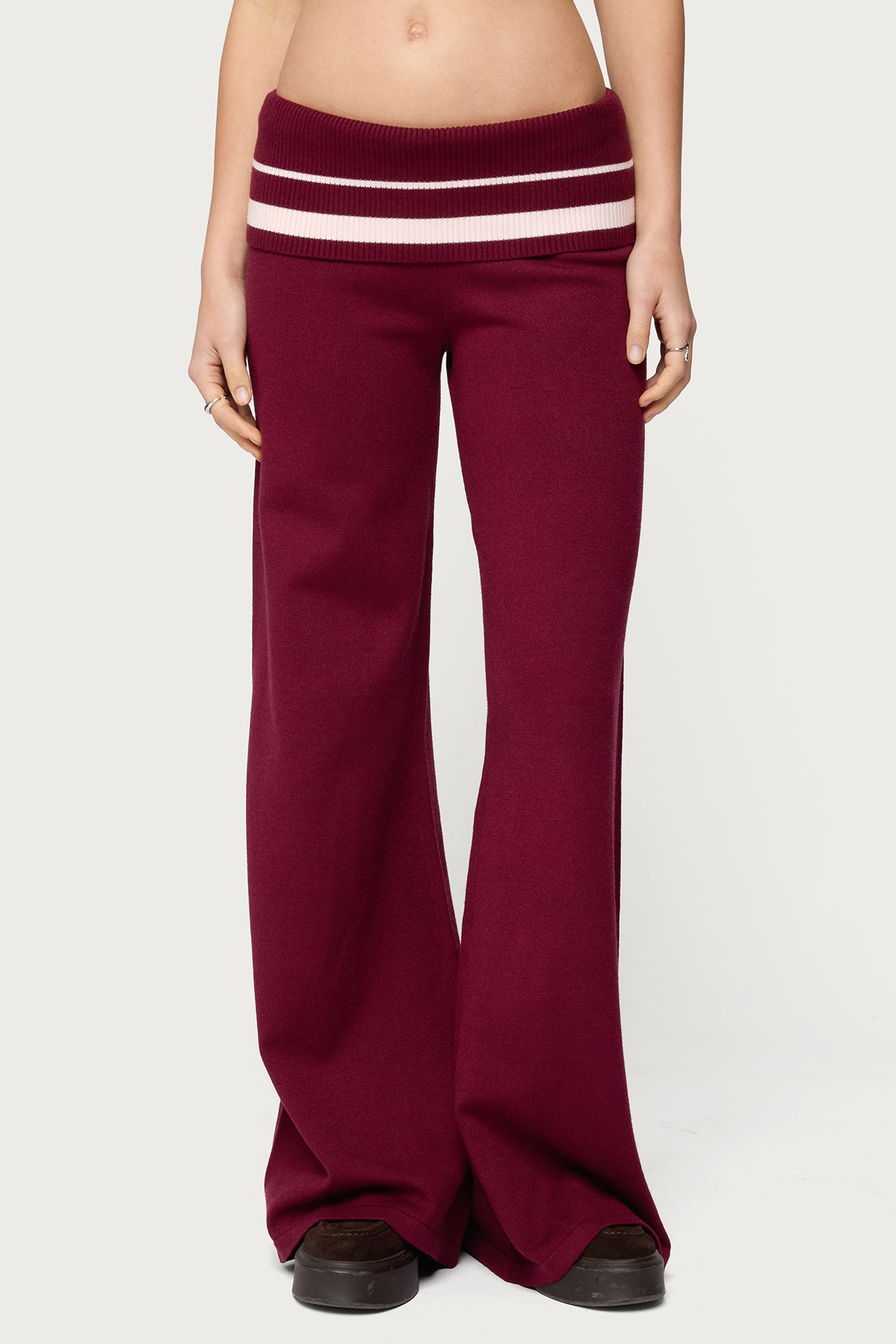 Kaliya Stripey Foldover Knit Pants