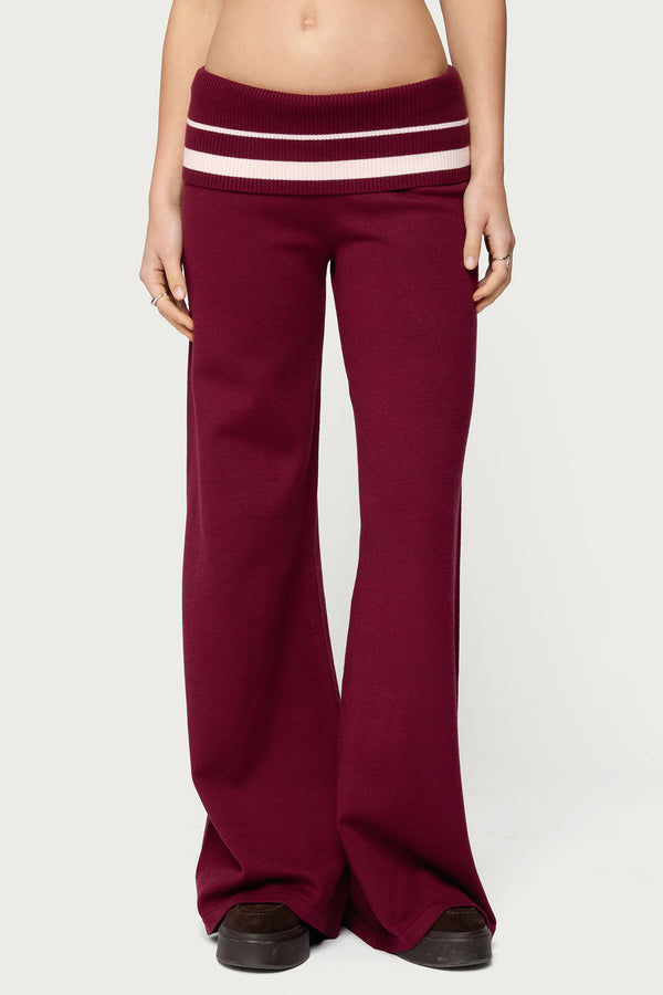 Kaliya Stripey Foldover Knit Pants view 2