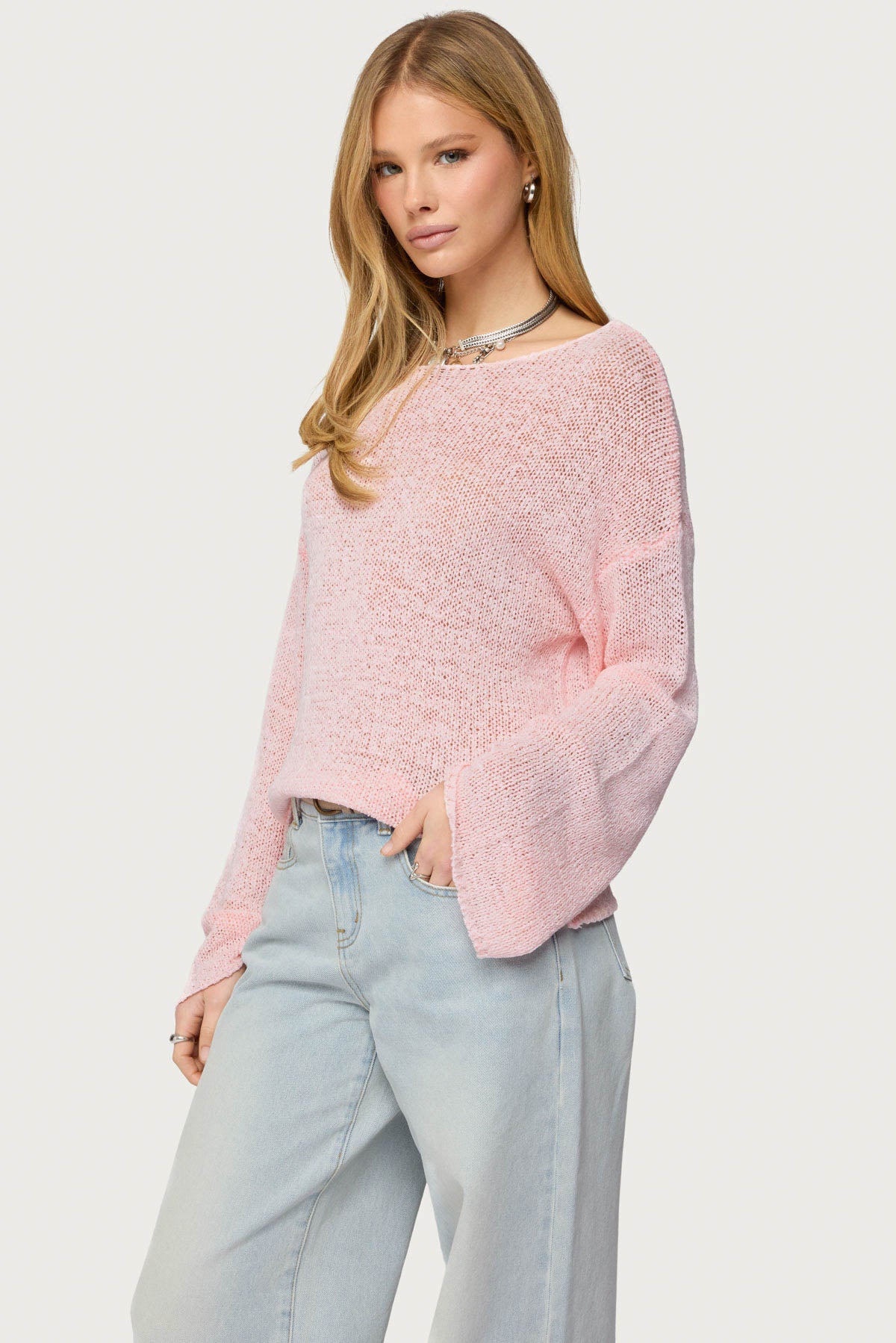 Drop Shoulder Light Knit Sweater