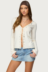 Jesy Iridescent Split Front Knit Cardigan
