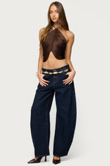 Hara Fringed Crisscross Backless Top