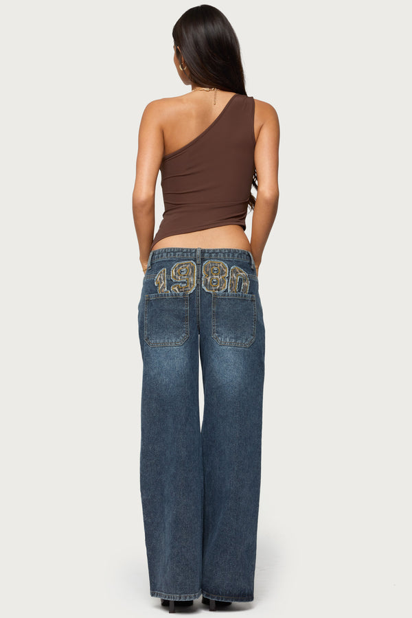 1980 Leopard Patch Low Rise Baggy Jeans view 1