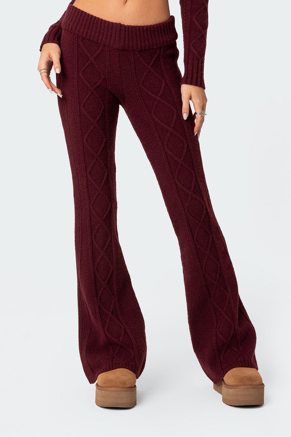 Ray Cable Knit Flared Pants view 2