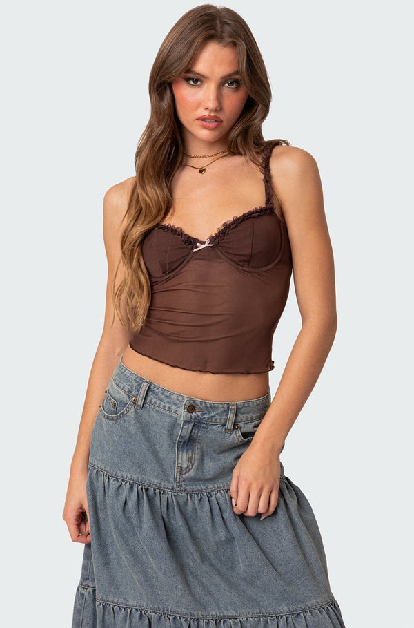 Mercy Sheer Mesh Bra Top view 1
