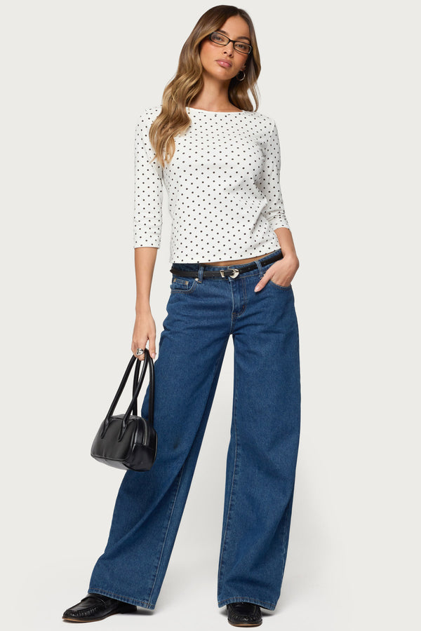 Lela Polka Dot Three-Quarter Sleeve Top view 2
