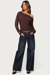 Paola Off Shoulder Stud Top