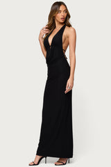 Laretta Cowl Neck Backless Maxi Dress