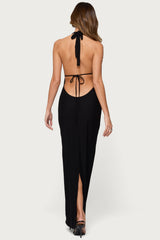 Laretta Cowl Neck Backless Maxi Dress