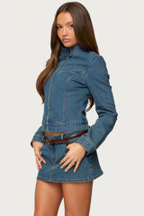 Josiee Stretchy Denim Moto Jacket