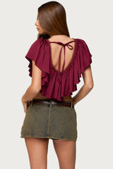 Deena Ruffled V Neck Top