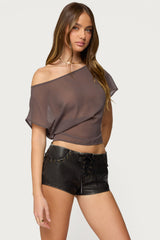 Noria Sheer Chiffon Off Shoulder Top