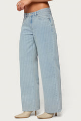 Pinstripe Low Rise Baggy Jeans