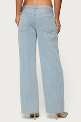 Pinstripe Low Rise Baggy Jeans