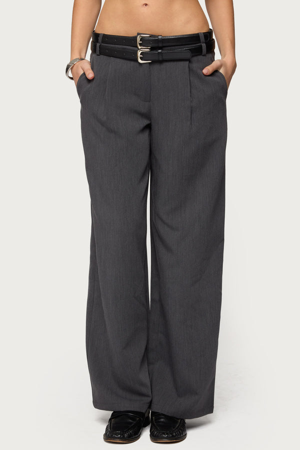 Andy Double Belt Straight Leg Tailored Pants view 2