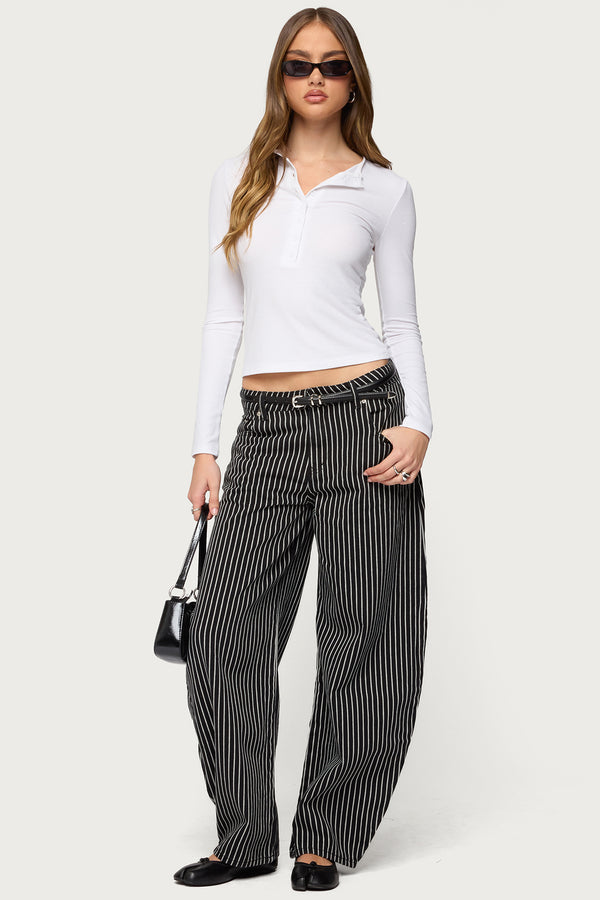Jaelyn Ribbed Henley T Shirt view 2