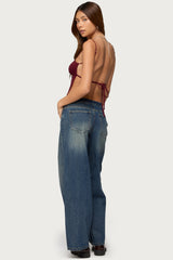 Niah Lace Up Low Rise Baggy Jeans