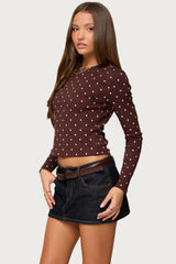 Daliya Polka Dot Long Sleeve Top