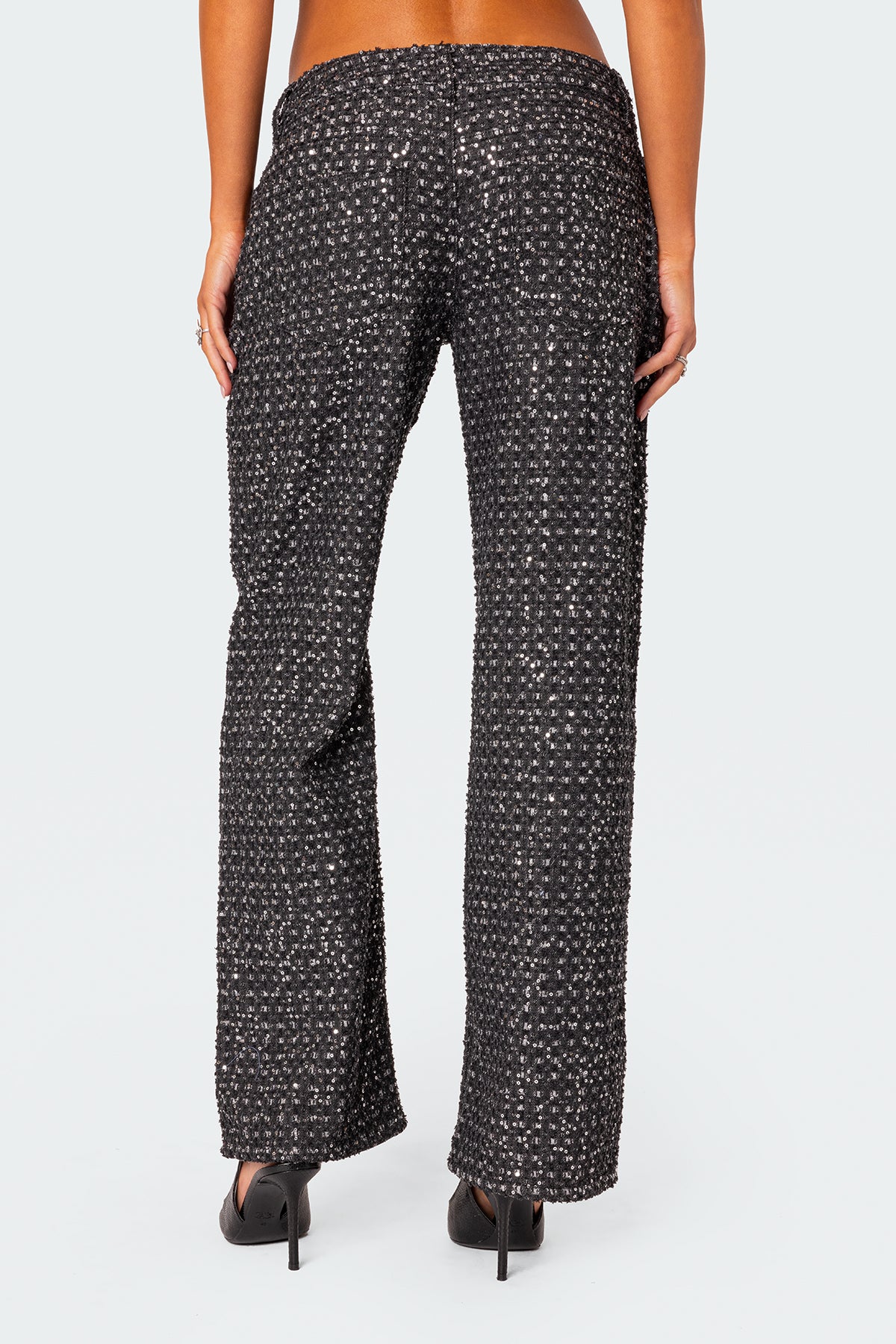 Nyah Sequin Low Rise Wide Leg Jeans