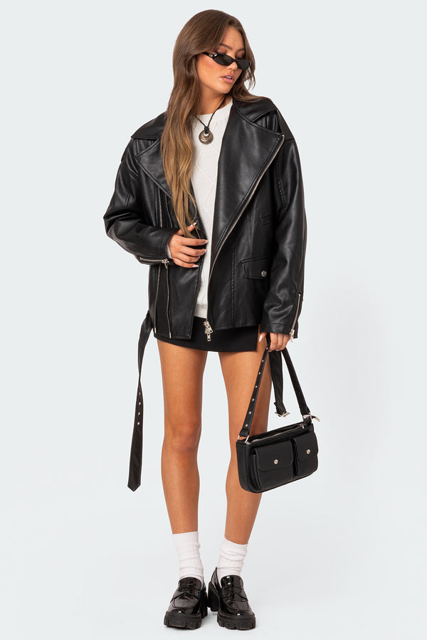 Wrenley Oversized Faux Leather Jacket view 2