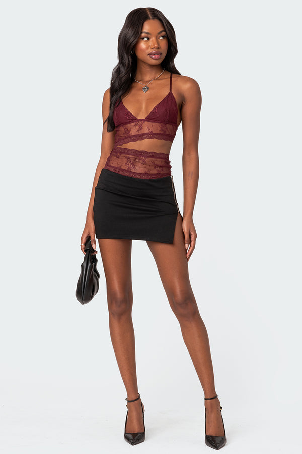 Spice Cut Out Sheer Lace Tank Top view 2