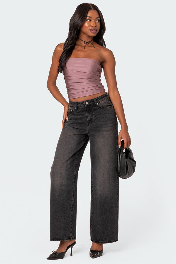 Maxeen Shiny Gathered Tube Top view 2