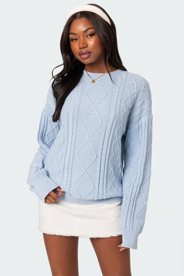 Jessy Cable Knit Oversized Sweater view 1